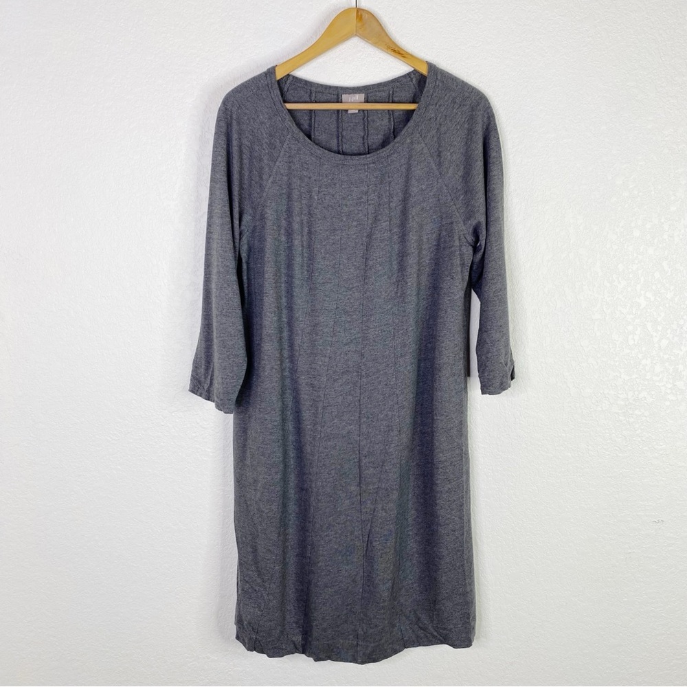 J. Jill Gray Long Sleeve Cotton Blend Shift Dress